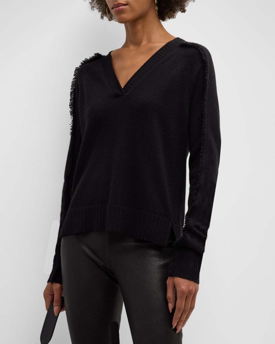 Jolie Cashmere Fringe-Trim Sweater